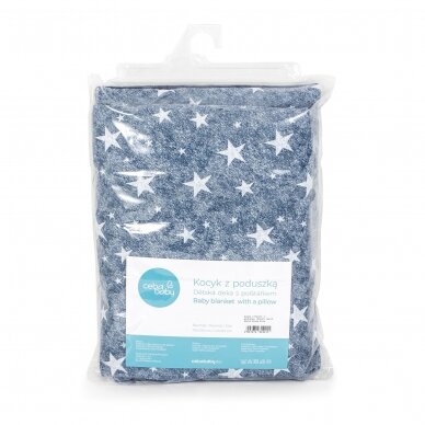 CebaBaby pagalvė + antklodė mėlynos žvaigždės 30x40 75x100 2