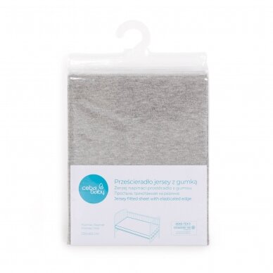 CebaBaby jersey fitted sheet with elasticated edge 120*60, light grey, W-823-116-261
