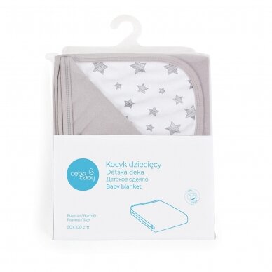 Baby blanket (90x100) Light grey + Grey Stars 2