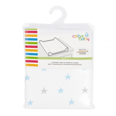 CEBA BABY, COVER FOR CHANGING TABLE JERSEY WITH ELASTIC BAND (50X70) MEDIUM STARS & BLUE