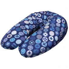 Maitinimo pagalvė dżersej, MULTI (190x35), mėlyna, apskritimai