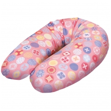 Maitinimo pagalvė dżersej, MULTI (190x35), rožinė, apskritimai
