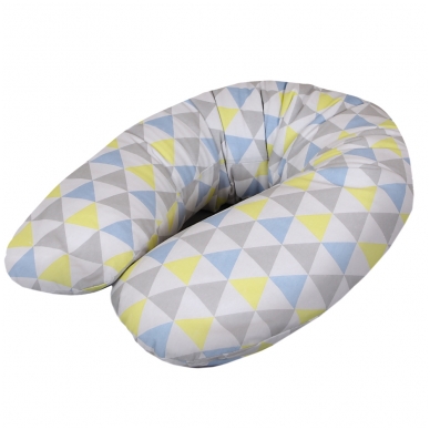 Maitinimo pagalvė dżersej, MULTI (190x35), trikampiai, geltona