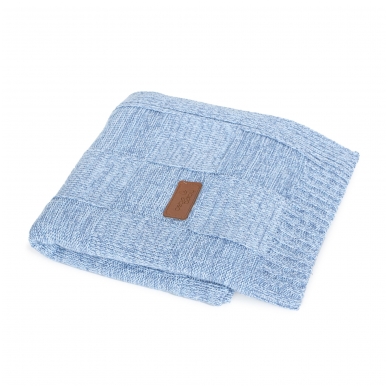 Knitted blanket (90x90) Check blue
