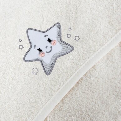 Hooded towel creamy star 100x100 Ceba Baby 1