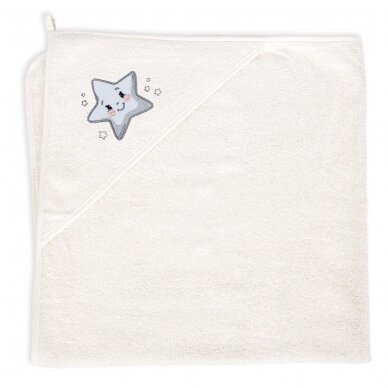 Hooded towel creamy star 100x100 Ceba Baby